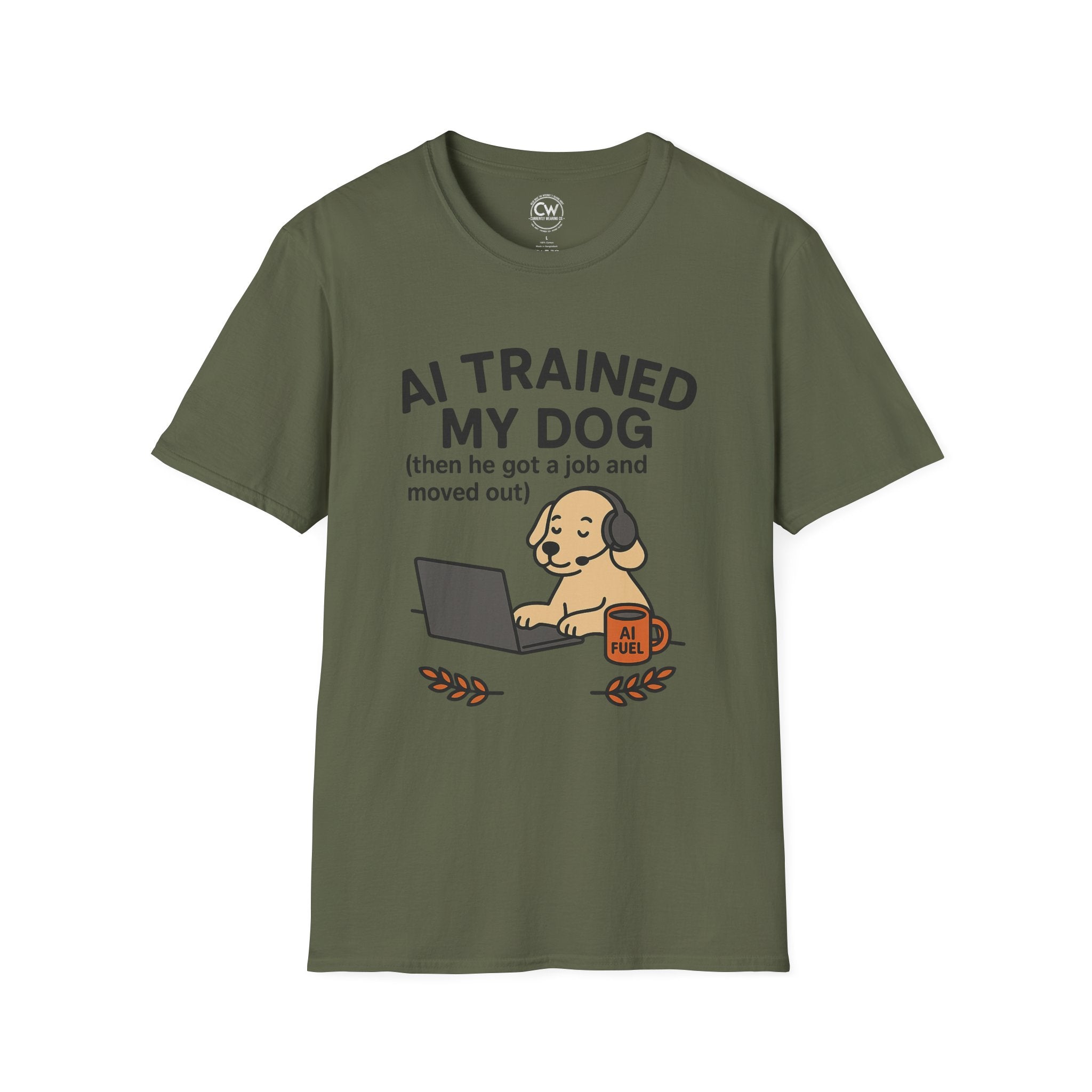 AI Trained My Dog Then He Got a Job and Moved Out Shirt - Funny AI Humor Tee - Tech Dog Lover Shirt - Artificial Intelligence Pet T-Shirt Unisex T-Shirt, Funny Dog Lover Tee, Pet Owner Gift, Gift for Dog Lovers, Quirky Humor Shirt