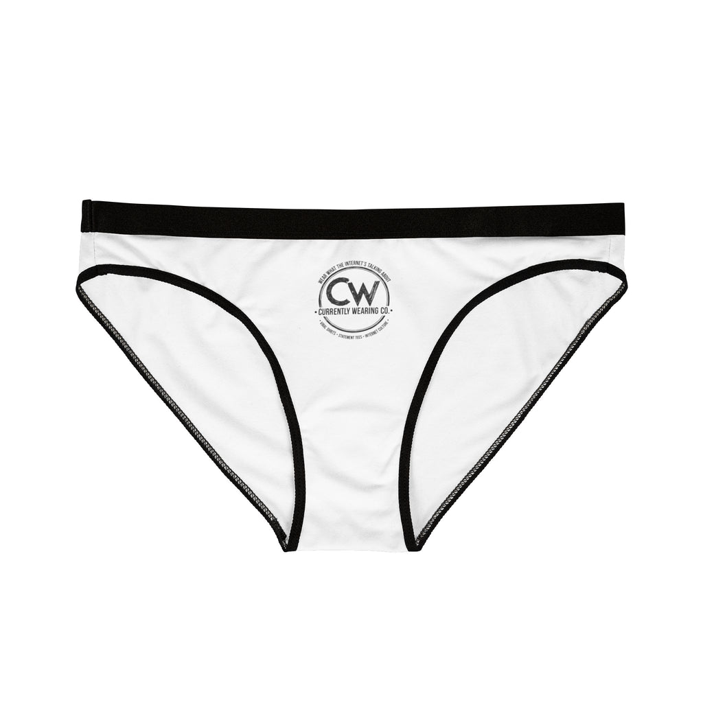White men's underwear with black waistband and sides on a white background, featuring a brand logo.