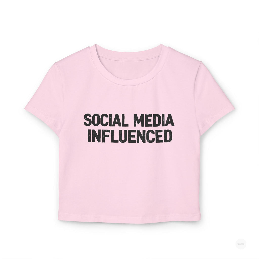 "Social Media Influenced" Funny Graphic Tee - Internet Culture Humor Shirt Casual Women's Top, Gift for Influencers, Cute Graphic Tee, Daily Wear Shirt