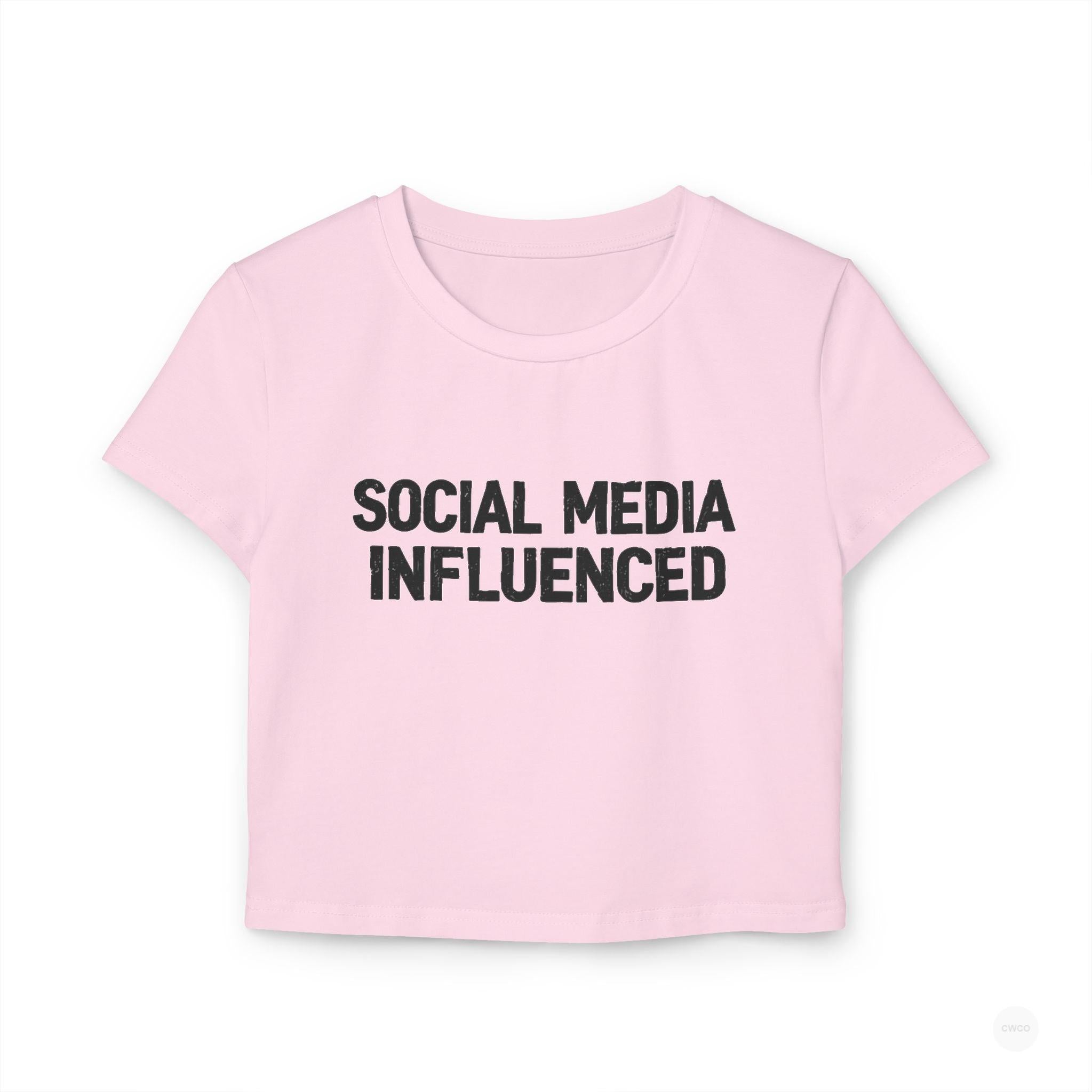 "Social Media Influenced" Funny Graphic Tee - Internet Culture Humor Shirt Casual Women's Top, Gift for Influencers, Cute Graphic Tee, Daily Wear Shirt