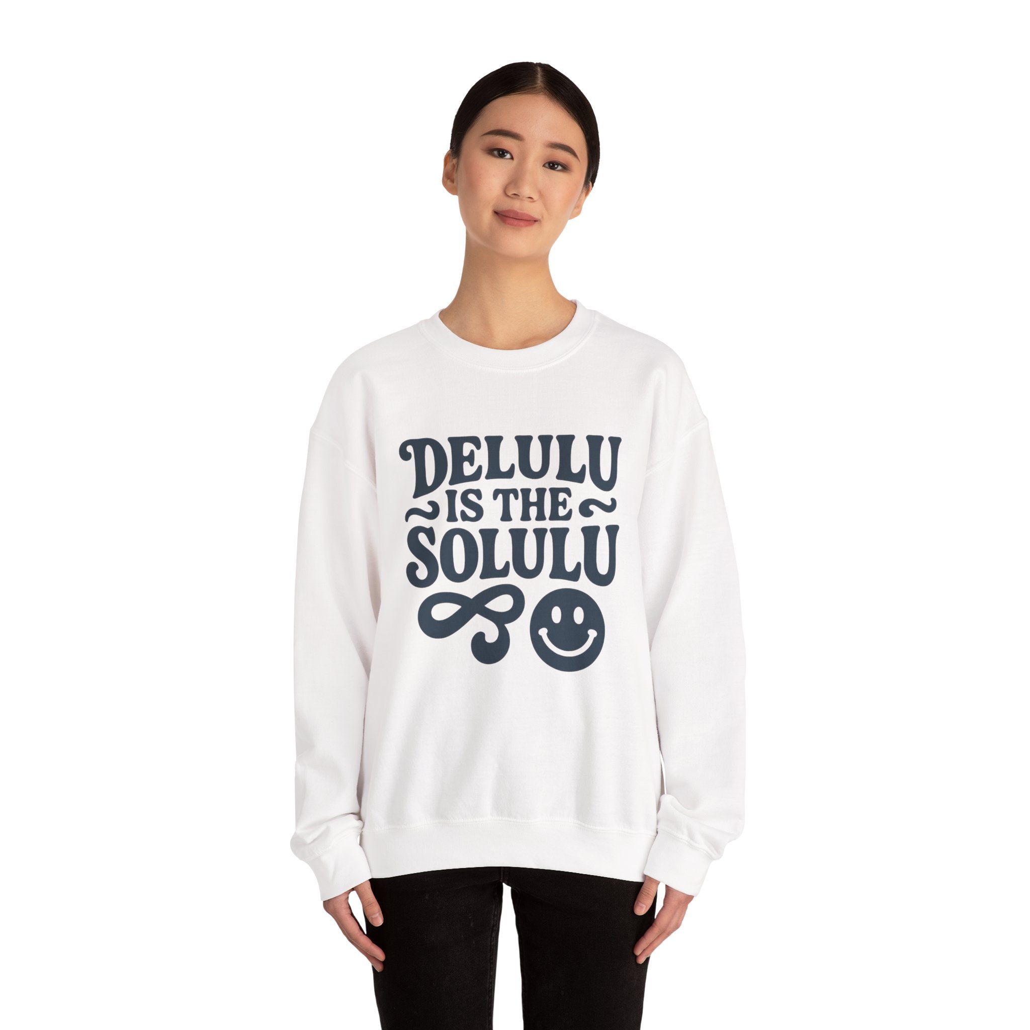 Delulu Is The Solulu Crewneck Sweatshirt - Funny Delusion Tee, Internet Slang Shirt, Gen Z Humor Tee, Trendy Graphic Shirt