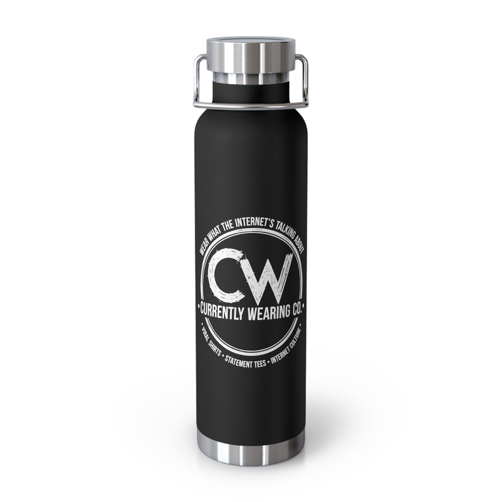 Currently Wearing Co Logo Water Bottle - Wear What the Internet's Talking About Insulated Bottle - 22oz Vacuum Sealed Copper Bottle - CW Brand Hydration, Stylish Insulated Water Bottle - Perfect for Outdoors, Gym, Travel, Yoga, Eco-Friendly Gift