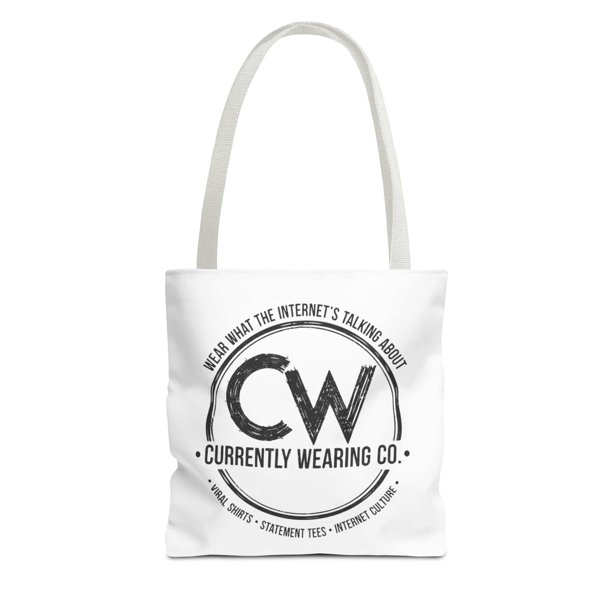 Currently Wearing Co Logo Tote Bag - Wear What the Internet's Talking About Canvas Bag - Reusable Shopping Bag, Trendy Statement Tote Bag, Stylish Carry-All, Eco-Friendly Shopper, Fun Gift for Fashion Lovers, Unique Beach Bag, Graphic Design Tote
