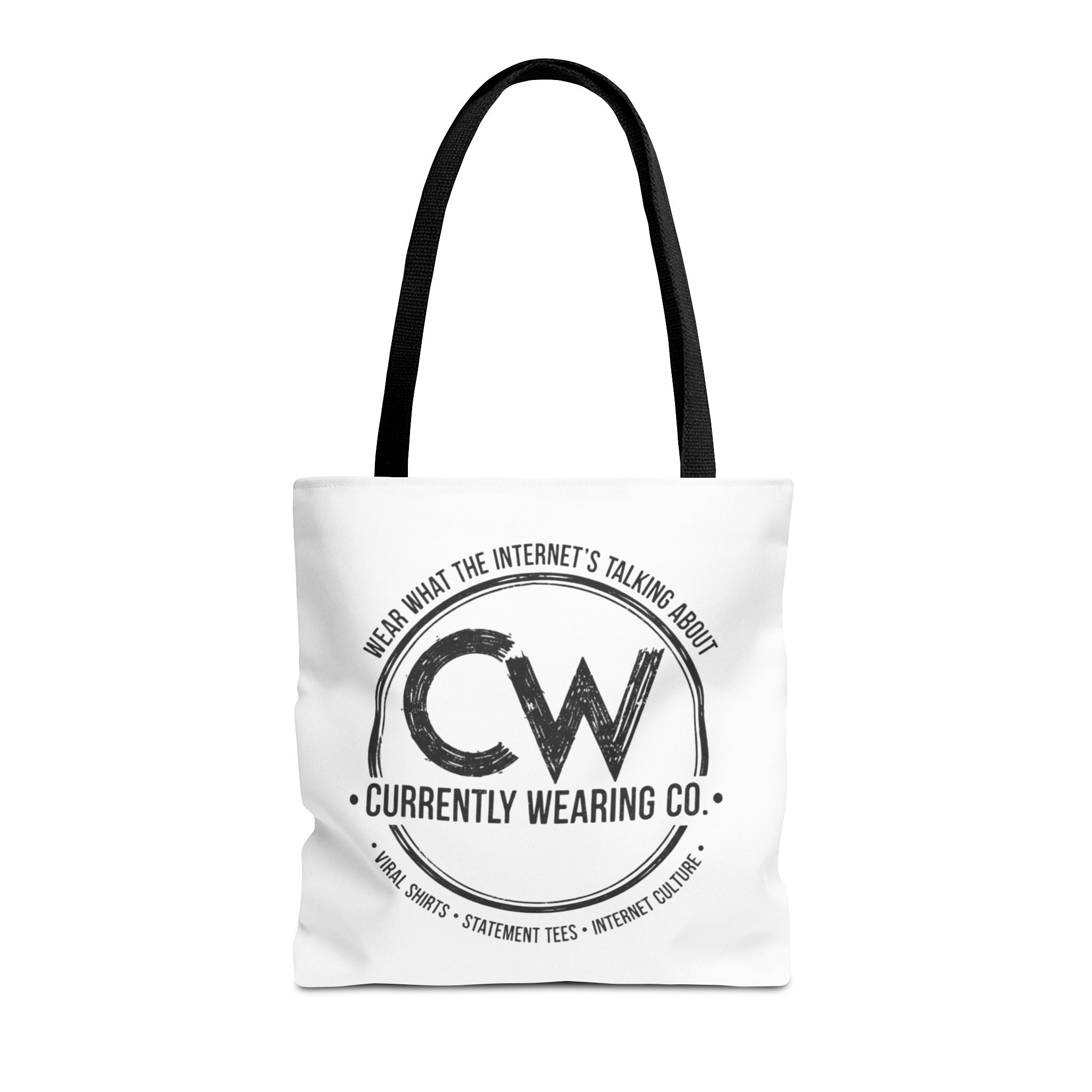 Currently Wearing Co Logo Tote Bag - Wear What the Internet's Talking About Canvas Bag - Reusable Shopping Bag, Trendy Statement Tote Bag, Stylish Carry-All, Eco-Friendly Shopper, Fun Gift for Fashion Lovers, Unique Beach Bag, Graphic Design Tote