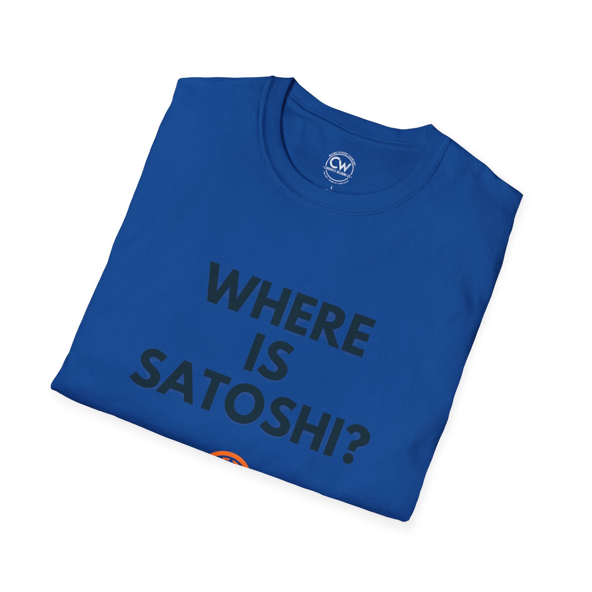 WHERE IS SATOSHI? – Bitcoin Mystery Tee, Unisex Softstyle T-Shirt - Trendy Crypto Tee, Bitcoin Gift, Casual Wear, Tech Lover Apparel, Statement Shirt