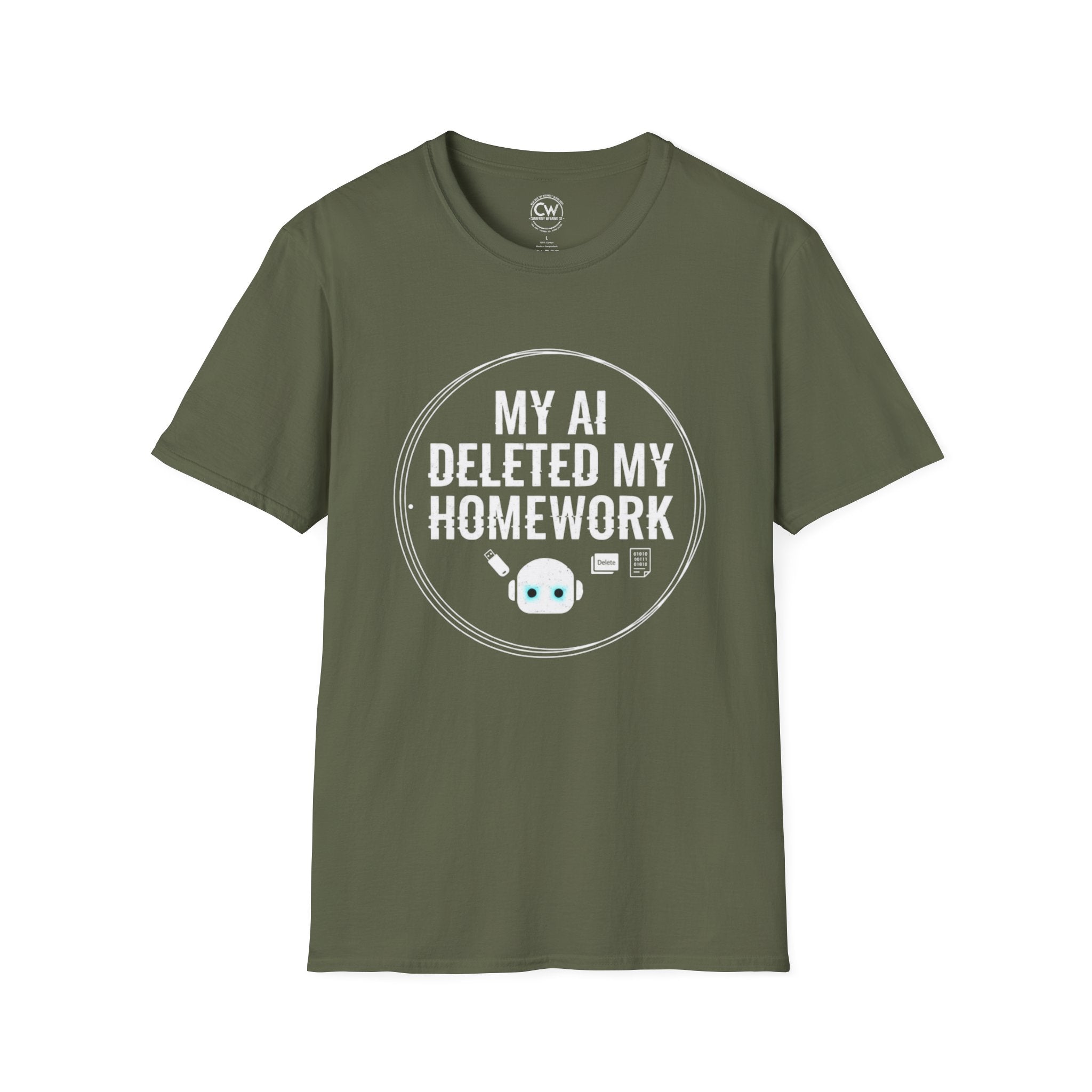 My AI Deleted My Homework Shirt - Funny Student Excuse Tee - AI Homework Humor Shirt - Tech Student Gift T-Shirt Funny AI Homework T-Shirt, Unisex Tee for Students, Gift for Tech Lovers, Humor Shirt for School, Casual Wear, Birthday Present