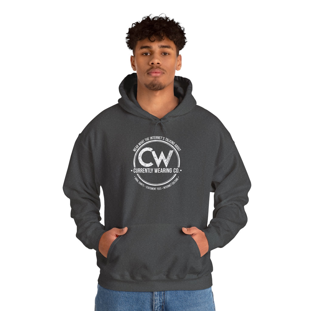 Currently Wearing Co Signature Logo Hoodie - Wear What the Internet's Talking About Hoodie - CW Brand Streetwear Hoodie - Internet Culture Sweatshirt, Cozy Unisex Hoodie for Everyday Wear, Gift for Her, Birthday Present, Casual Style, Fashionable Layering