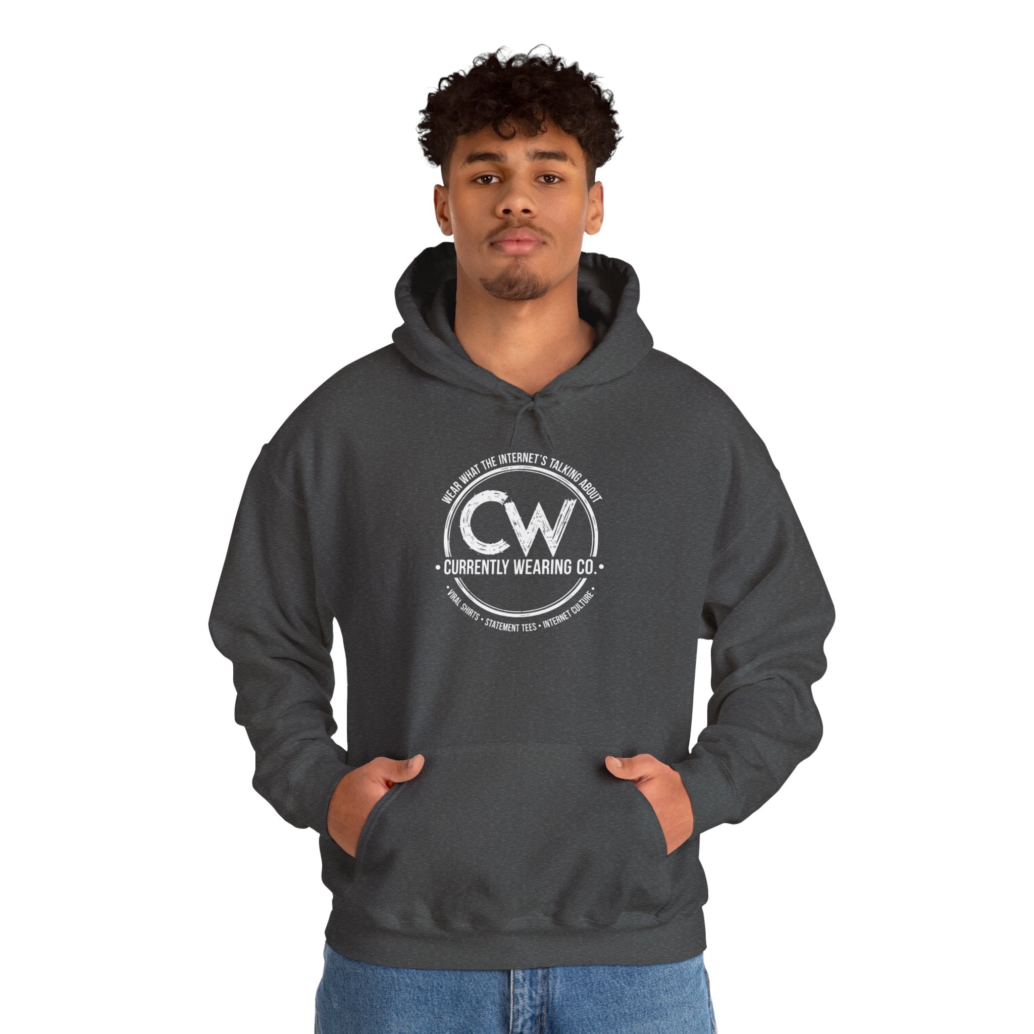 Currently Wearing Co Signature Logo Hoodie - Wear What the Internet's Talking About Hoodie - CW Brand Streetwear Hoodie - Internet Culture Sweatshirt, Cozy Unisex Hoodie for Everyday Wear, Gift for Her, Birthday Present, Casual Style, Fashionable Layering