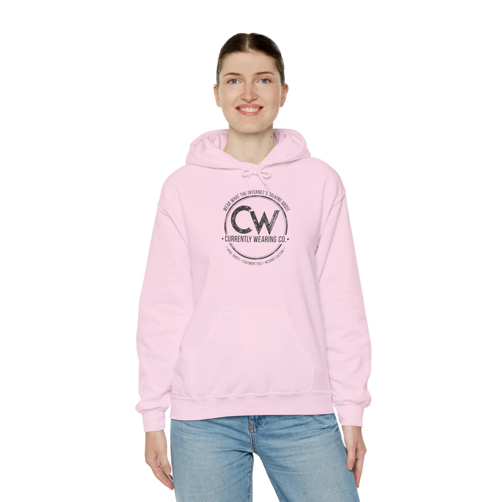 Currently Wearing Co Signature Logo Hoodie - Wear What the Internet's Talking About Hoodie - CW Brand Streetwear Hoodie - Internet Culture Sweatshirt, Cozy Unisex Hoodie for Everyday Wear, Gift for Her, Birthday Present, Casual Style, Fashionable Layering