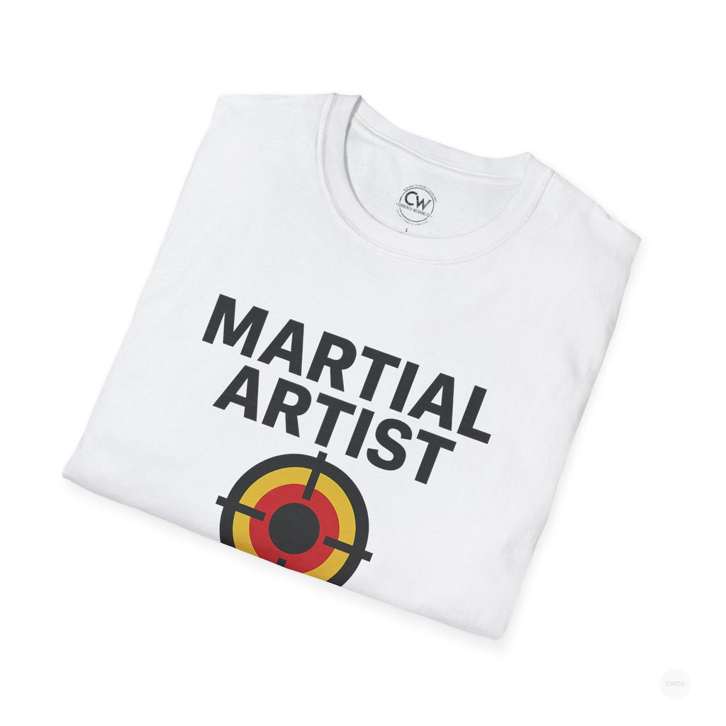 Martial Artist: Grab Here to Begin Demo Funny Self-Defense Humor Unisex Softstyle T-Shirt | Perfect for Training, Gifts for Martial Arts Lovers, Workout, Casual Wear, Everyday Use
