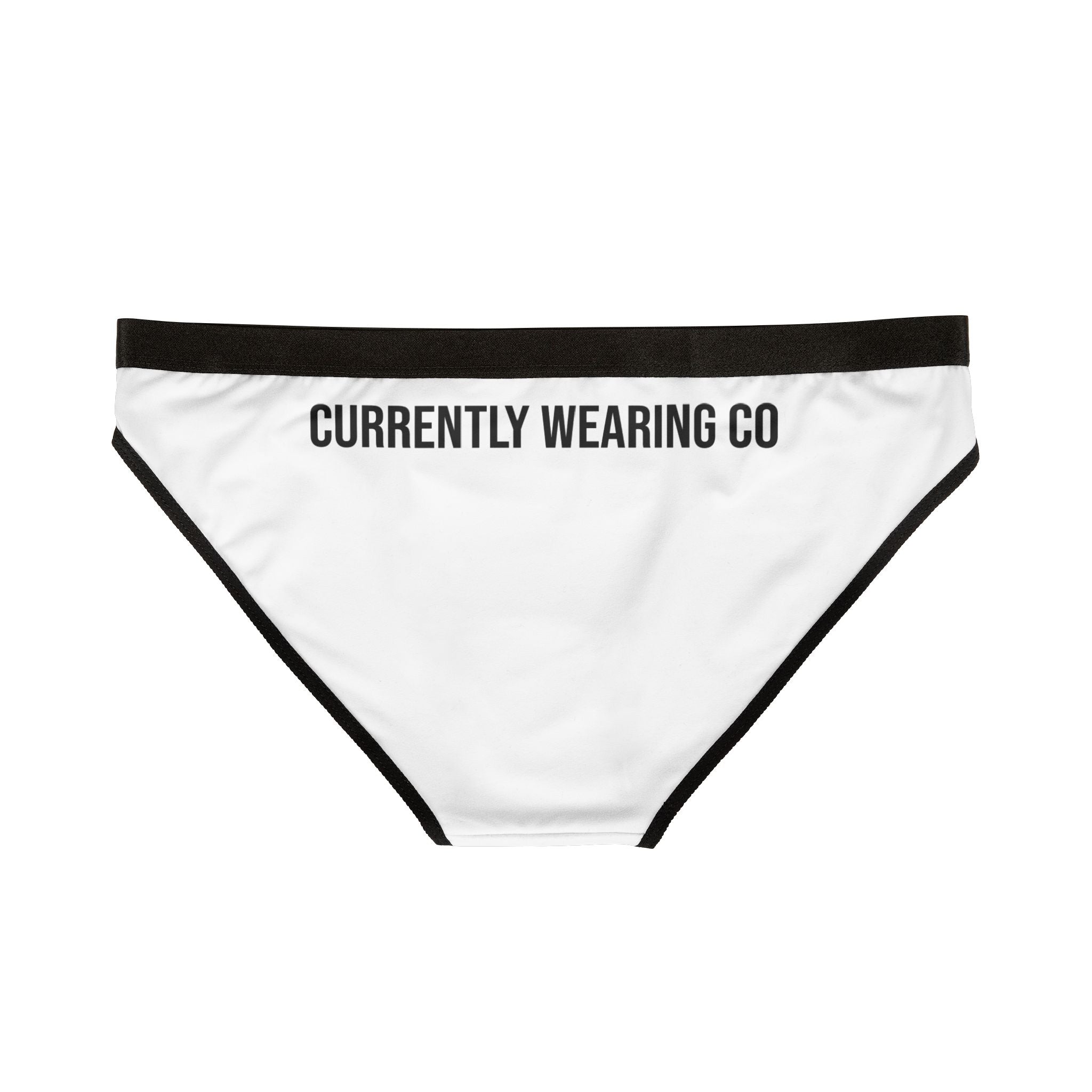 Currently Wearing Co Logo Bikini Briefs - Women's Underwear - CW Branded Panties - White with Black Trim, Comfortable Women's Underwear - Currently Wearing Co