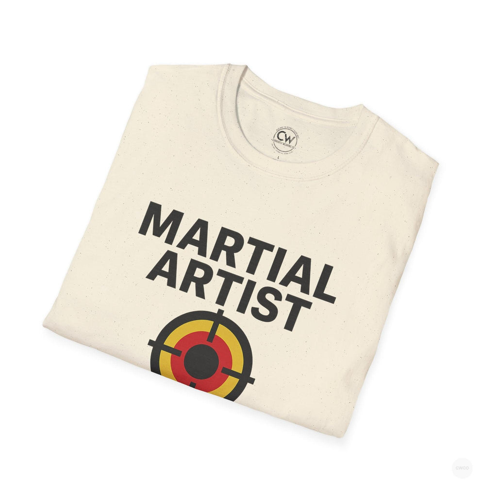 Martial Artist: Grab Here to Begin Demo Funny Self-Defense Humor Unisex Softstyle T-Shirt | Perfect for Training, Gifts for Martial Arts Lovers, Workout, Casual Wear, Everyday Use