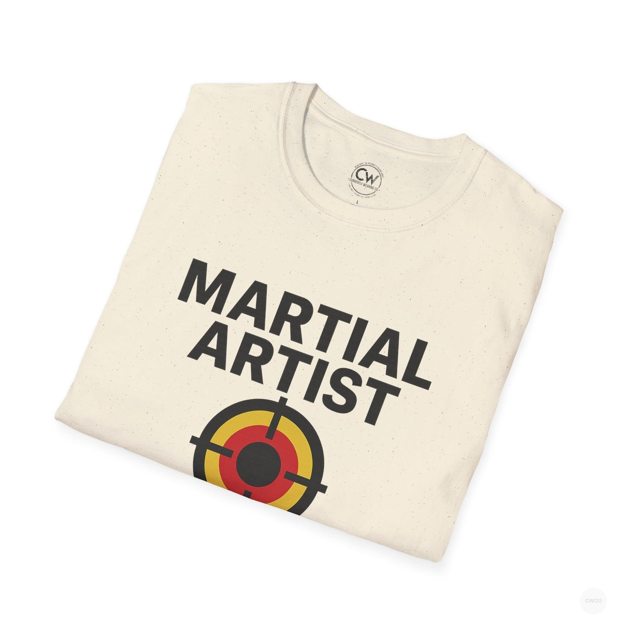 Martial Artist: Grab Here to Begin Demo Funny Self-Defense Humor Unisex Softstyle T-Shirt | Perfect for Training, Gifts for Martial Arts Lovers, Workout, Casual Wear, Everyday Use