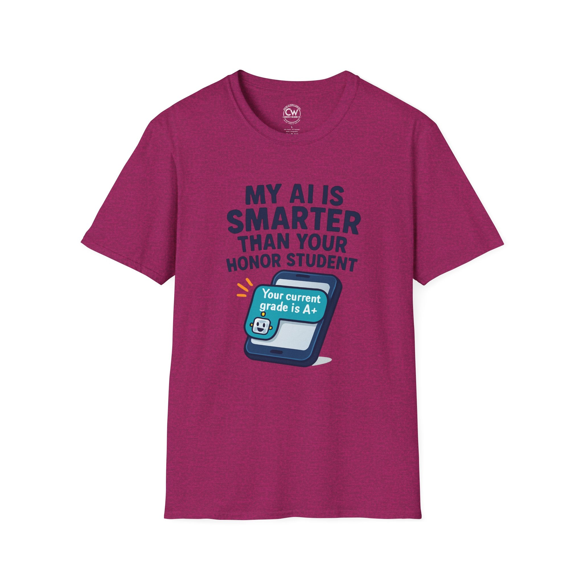 My AI Is Smarter Than Your Honor Student Shirt - Funny AI Parenting Tee - Tech Parent Humor Shirt - Artificial Intelligence Bragging T-Shirt, Unisex Softstyle T-Shirt