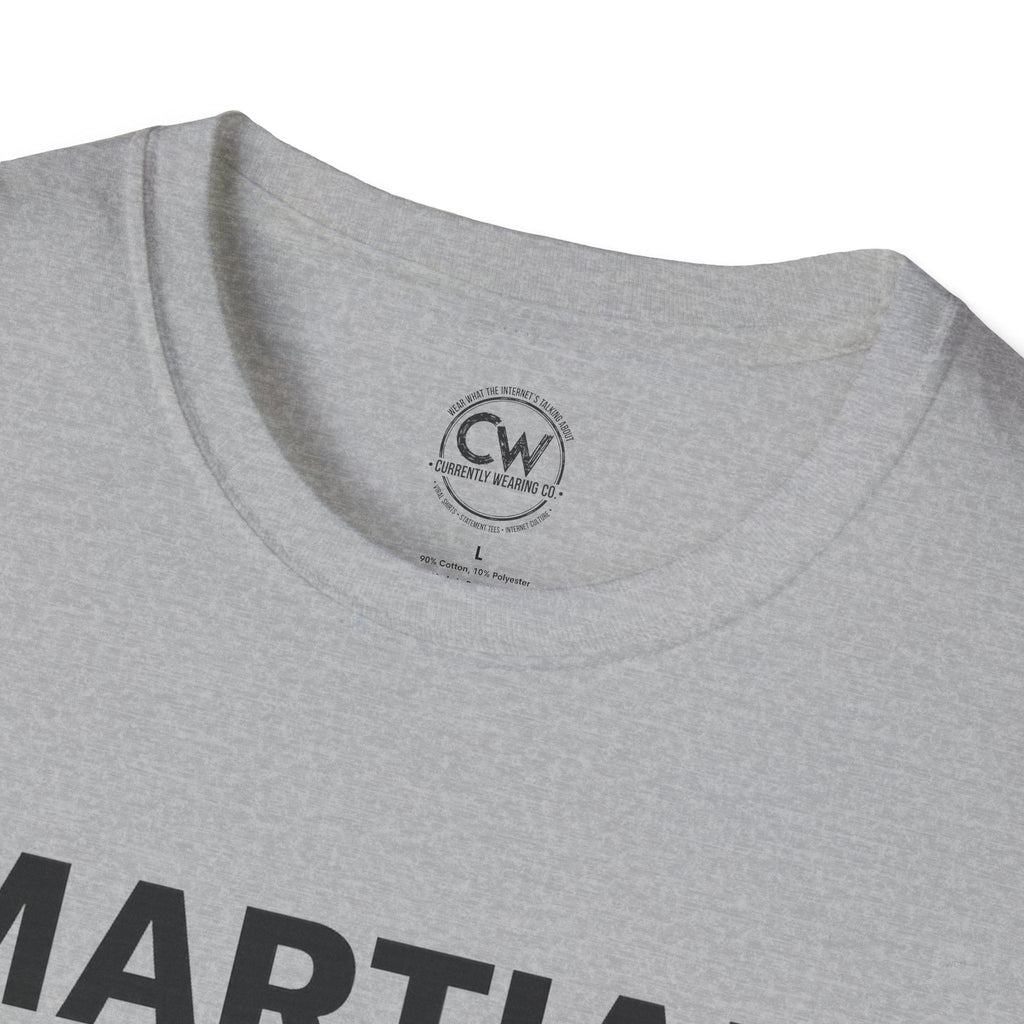 Martial Artist: Grab Here to Begin Demo Funny Self-Defense Humor Unisex Softstyle T-Shirt | Perfect for Training, Gifts for Martial Arts Lovers, Workout, Casual Wear, Everyday Use