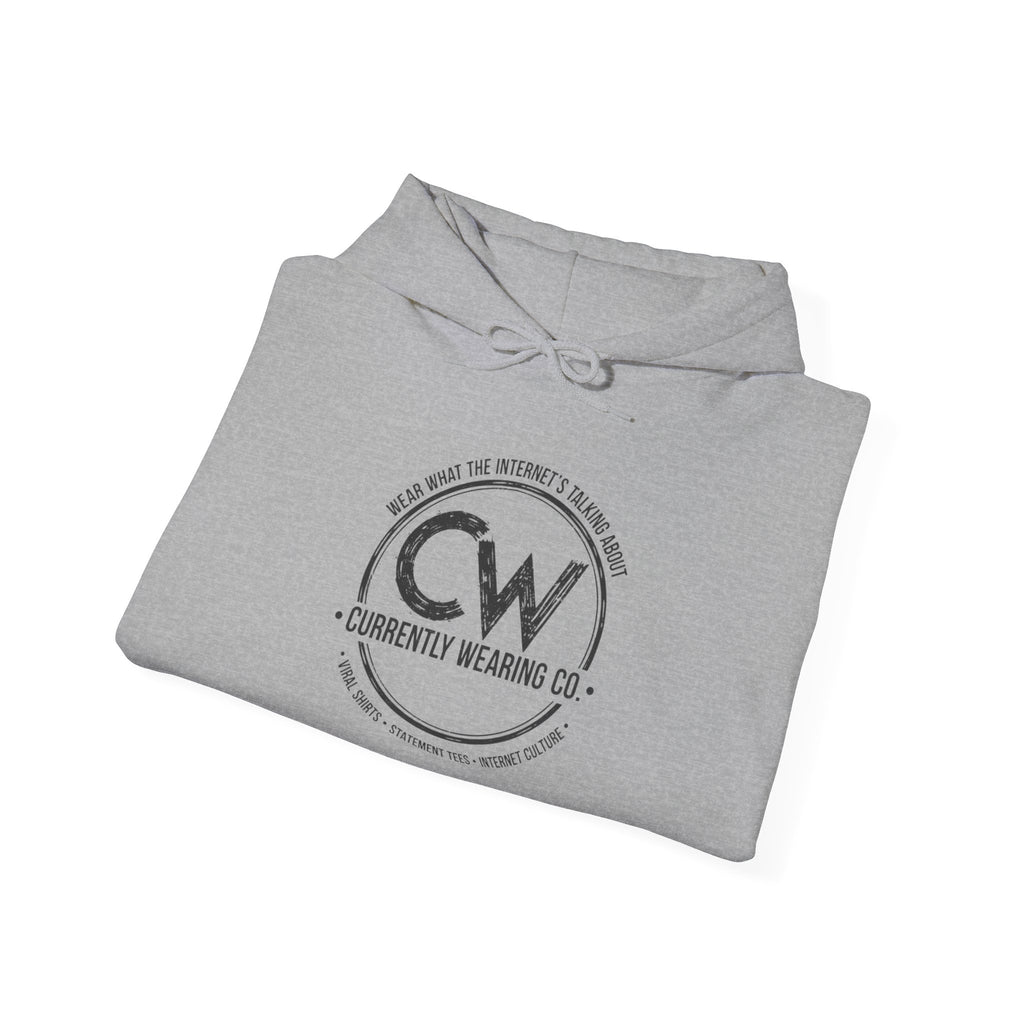 Currently Wearing Co Signature Logo Hoodie - Wear What the Internet's Talking About Hoodie - CW Brand Streetwear Hoodie - Internet Culture Sweatshirt, Cozy Unisex Hoodie for Everyday Wear, Gift for Her, Birthday Present, Casual Style, Fashionable Layering