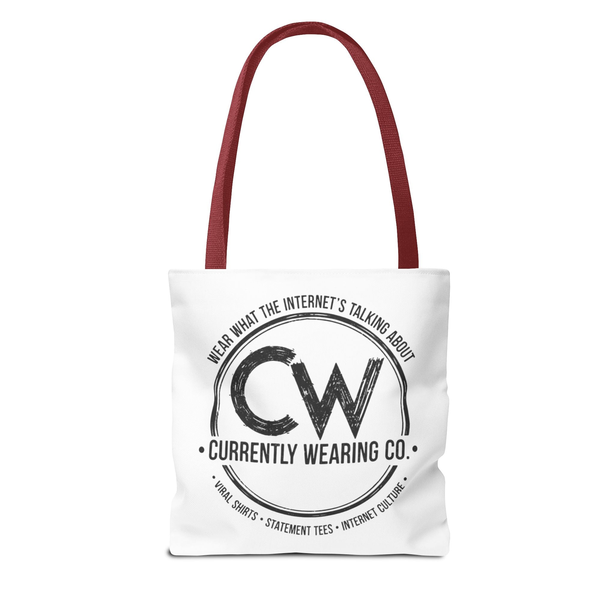 Currently Wearing Co Logo Tote Bag - Wear What the Internet's Talking About Canvas Bag - Reusable Shopping Bag, Trendy Statement Tote Bag, Stylish Carry-All, Eco-Friendly Shopper, Fun Gift for Fashion Lovers, Unique Beach Bag, Graphic Design Tote