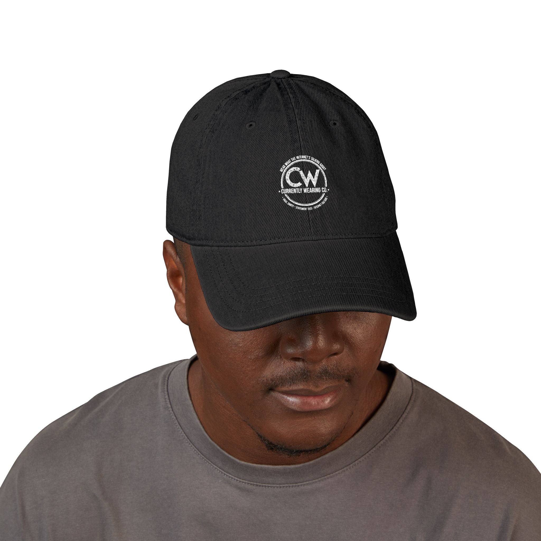 Currently Wearing Co Signature Dad Hat, Stylish Embroidered Denim Hat, Casual Cap, Fashion Accessory, Unisex Hat, Summer Outfit, Gift for Him/Her