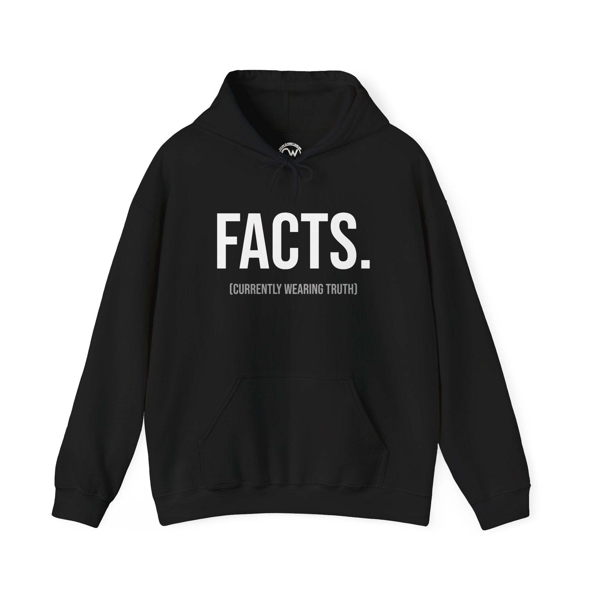 FACTS. (currently wearing the truth) Hoodie — Signature Logo Collection - Unisex Heavy Blend Hoodie for Everyday Truth