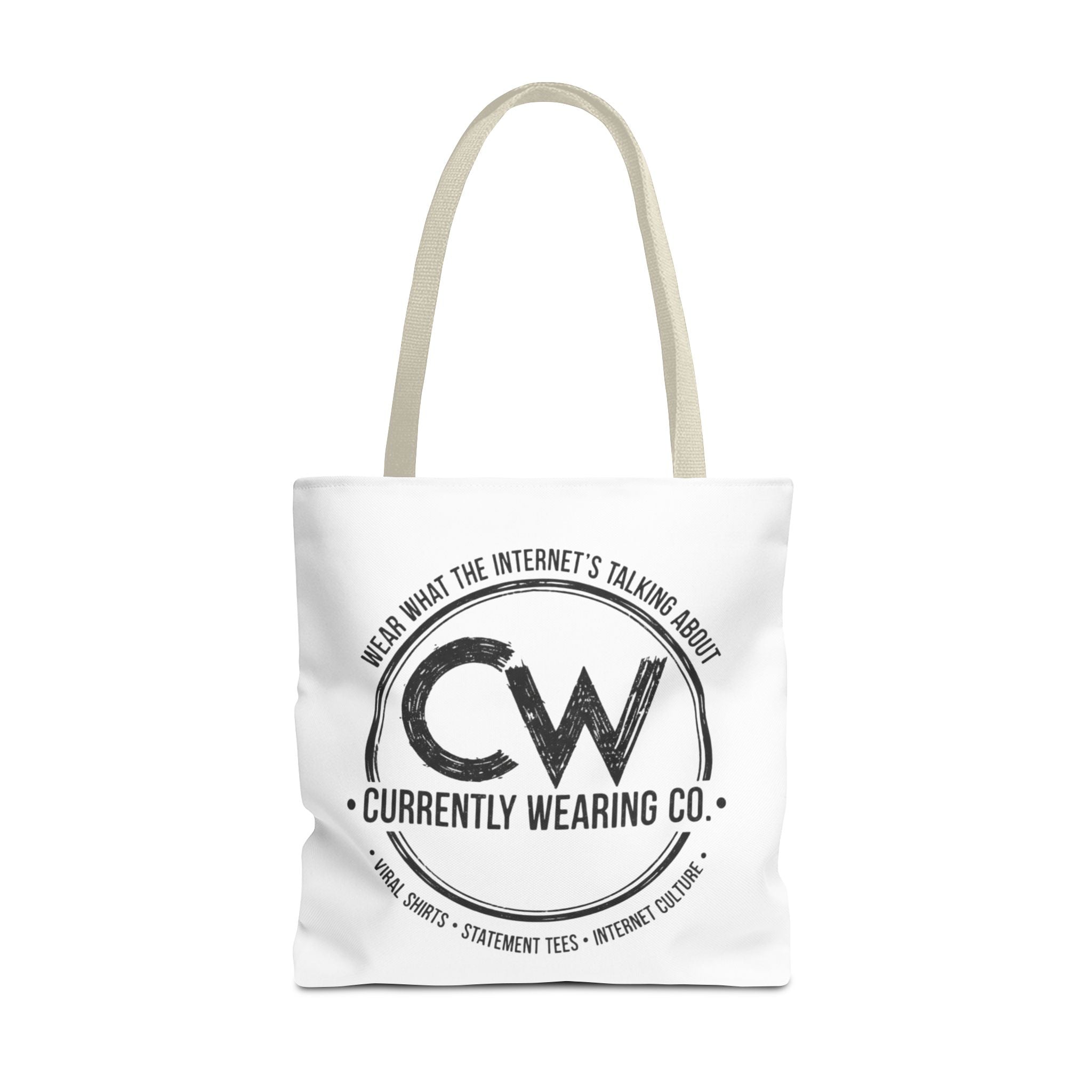 Currently Wearing Co Logo Tote Bag - Wear What the Internet's Talking About Canvas Bag - Reusable Shopping Bag, Trendy Statement Tote Bag, Stylish Carry-All, Eco-Friendly Shopper, Fun Gift for Fashion Lovers, Unique Beach Bag, Graphic Design Tote