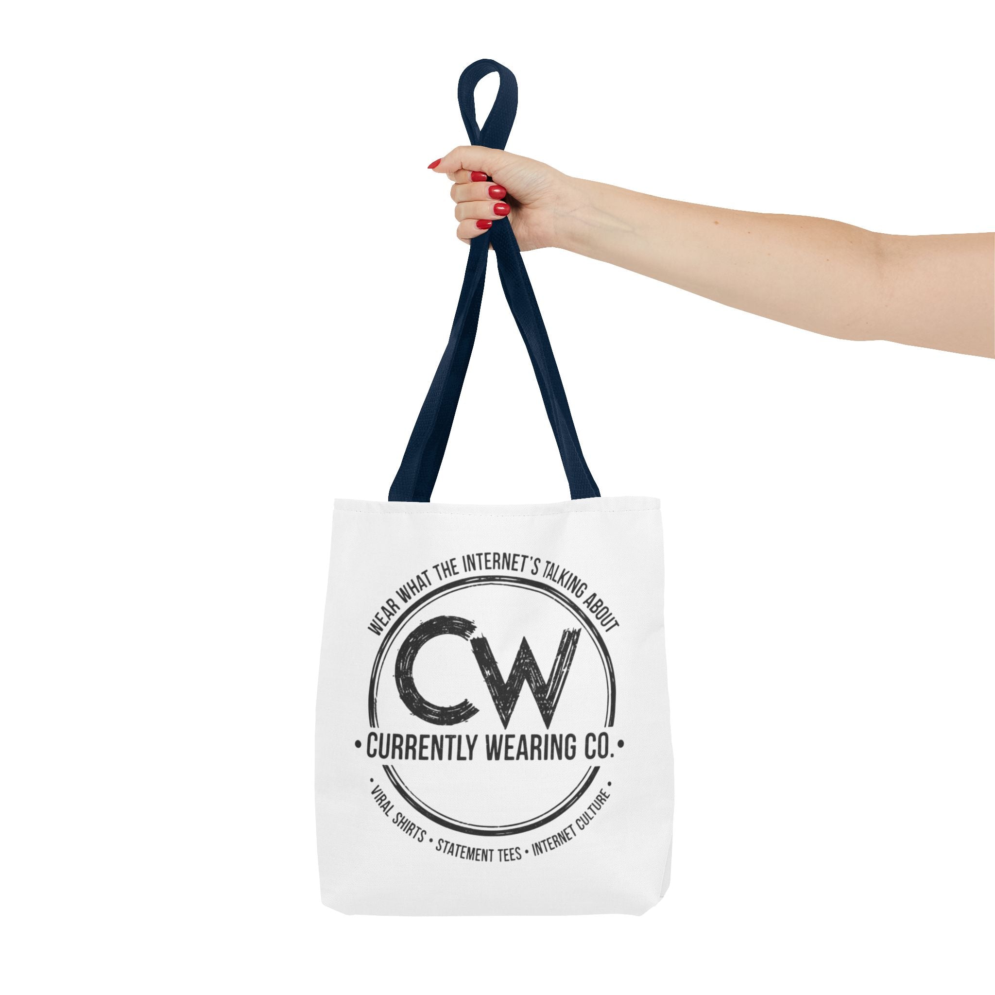 Currently Wearing Co Logo Tote Bag - Wear What the Internet's Talking About Canvas Bag - Reusable Shopping Bag, Trendy Statement Tote Bag, Stylish Carry-All, Eco-Friendly Shopper, Fun Gift for Fashion Lovers, Unique Beach Bag, Graphic Design Tote