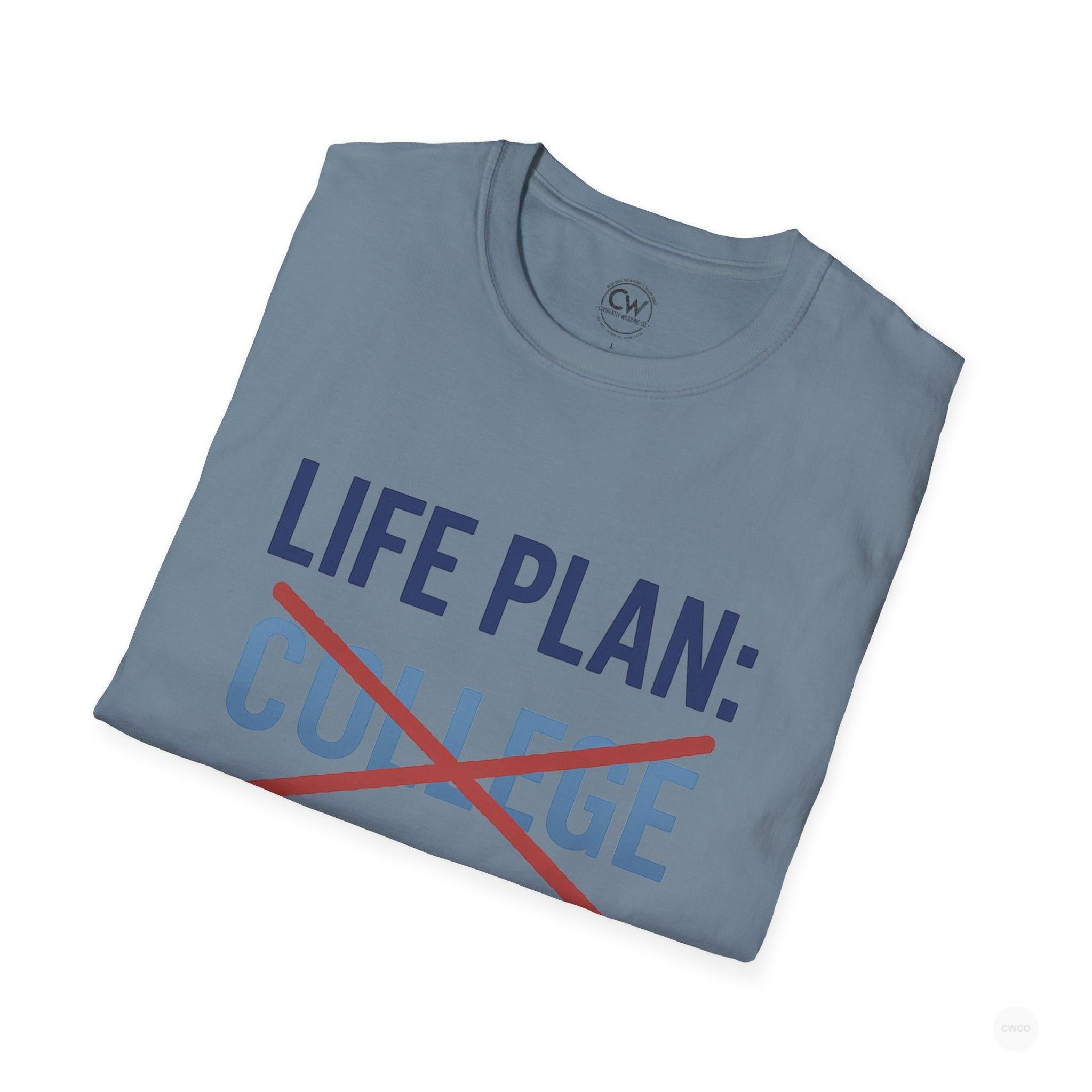 Life Plan: AI Skills T-Shirt, Unisex Softstyle T-Shirt, Funny Graphic Tee, Learning Humor, Casual Wear, College Student Gift