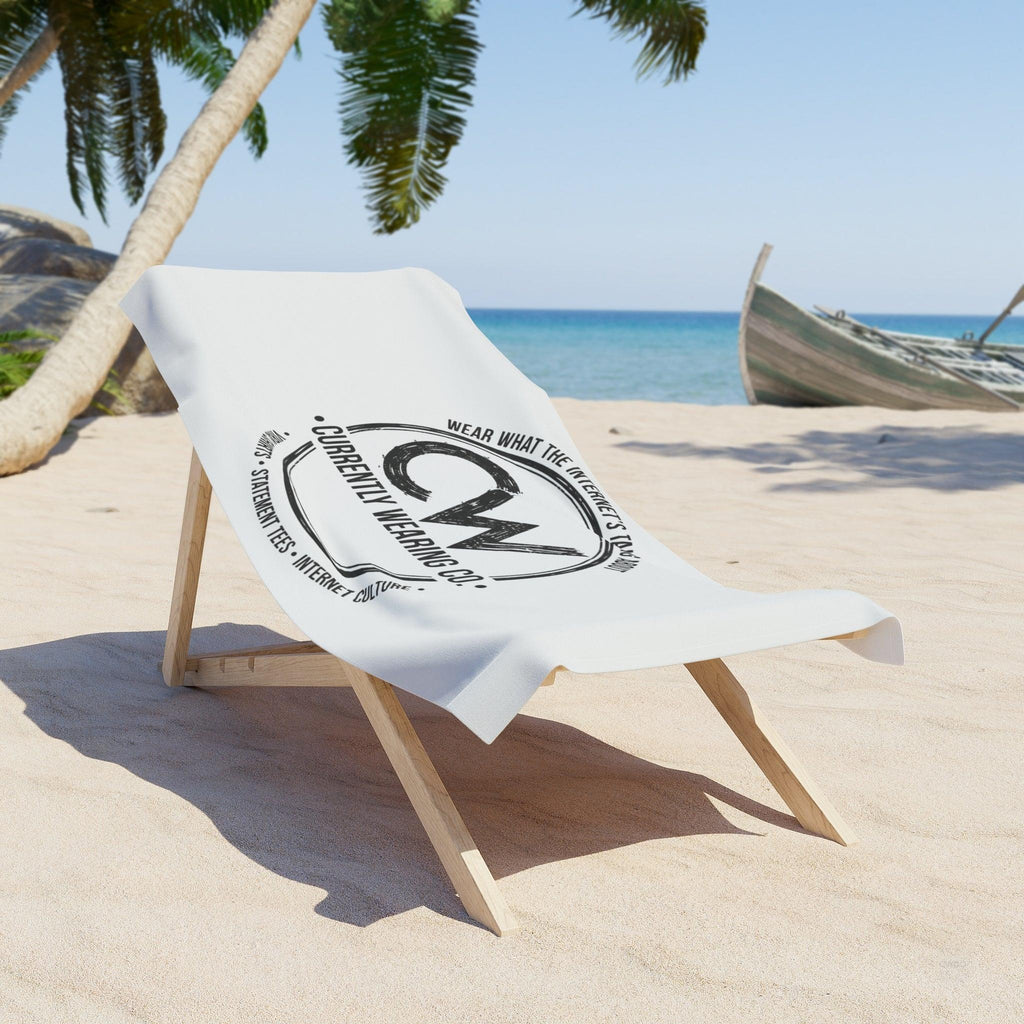 Currently Wearing Co Logo Beach Towel - Oversized Viral Streetwear Brand Towel – Perfect for Summer Fun, Pool Parties, Beach Days, and Gift Giving