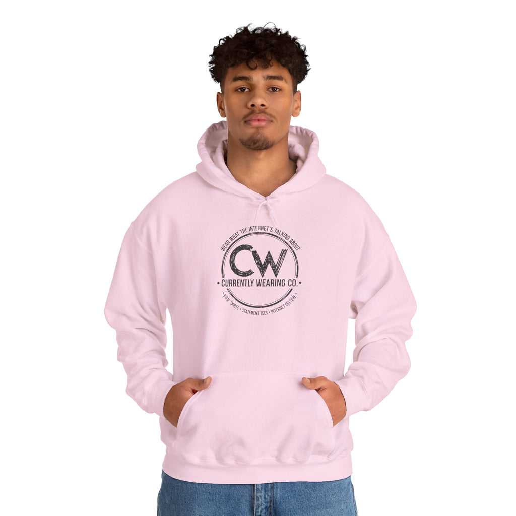 Currently Wearing Co Signature Logo Hoodie - Wear What the Internet's Talking About Hoodie - CW Brand Streetwear Hoodie - Internet Culture Sweatshirt, Cozy Unisex Hoodie for Everyday Wear, Gift for Her, Birthday Present, Casual Style, Fashionable Layering