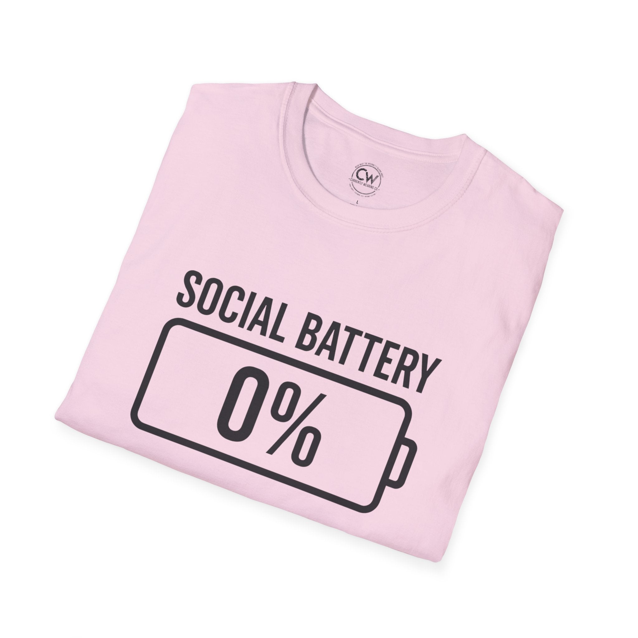 Social Battery 0% T-Shirt - Funny Introvert Shirt | Currently Wearing Co