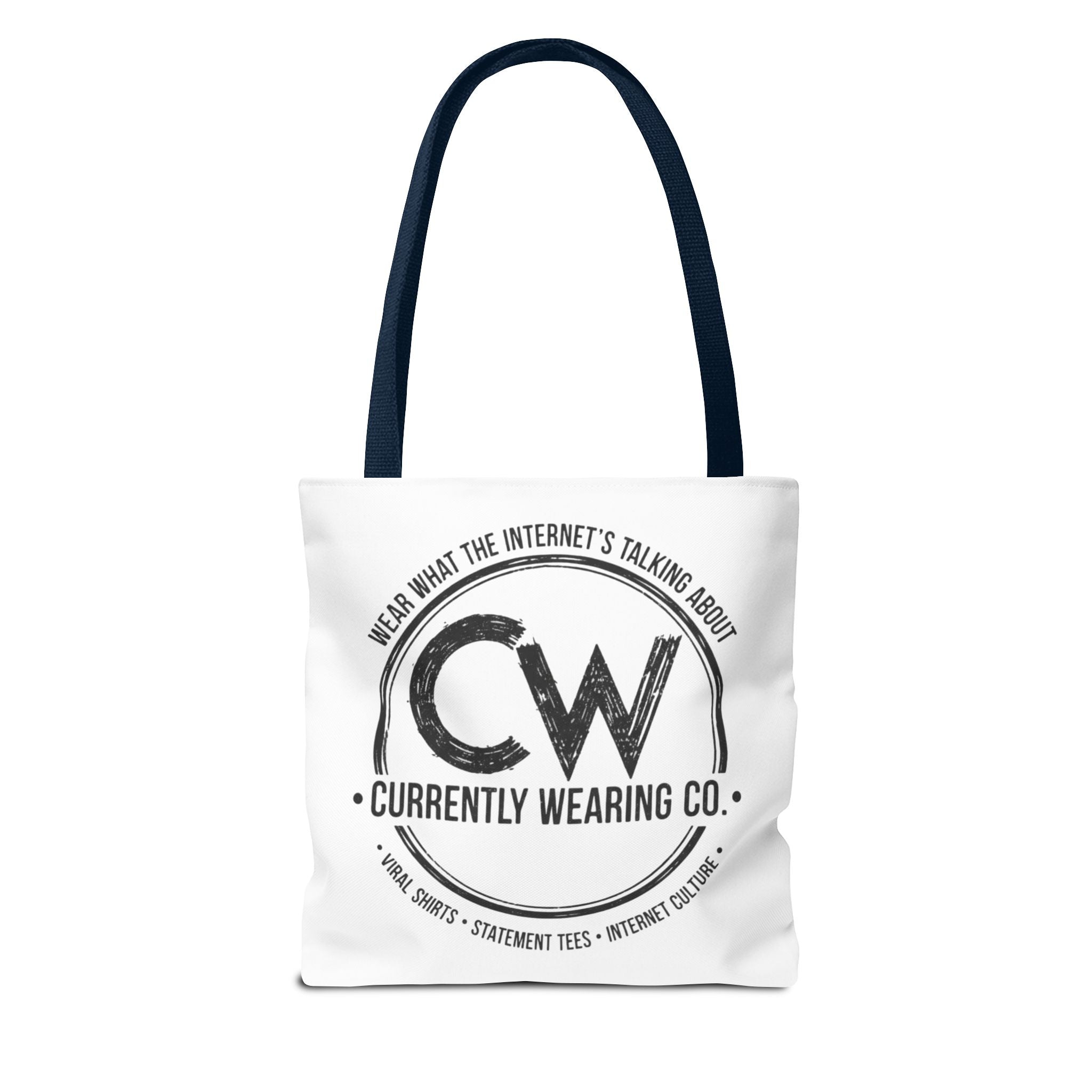 Currently Wearing Co Logo Tote Bag - Wear What the Internet's Talking About Canvas Bag - Reusable Shopping Bag, Trendy Statement Tote Bag, Stylish Carry-All, Eco-Friendly Shopper, Fun Gift for Fashion Lovers, Unique Beach Bag, Graphic Design Tote