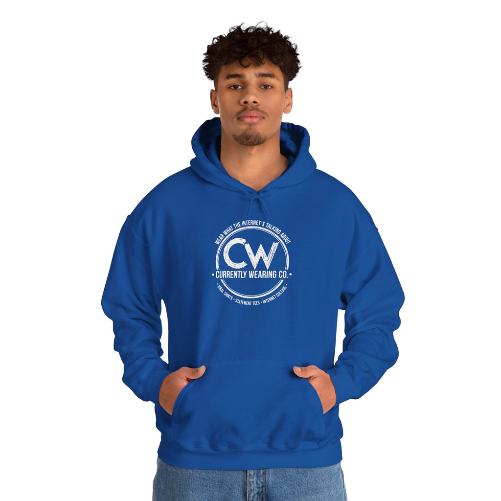 Currently Wearing Co Signature Logo Hoodie - Wear What the Internet's Talking About Hoodie - CW Brand Streetwear Hoodie - Internet Culture Sweatshirt, Cozy Unisex Hoodie for Everyday Wear, Gift for Her, Birthday Present, Casual Style, Fashionable Layering