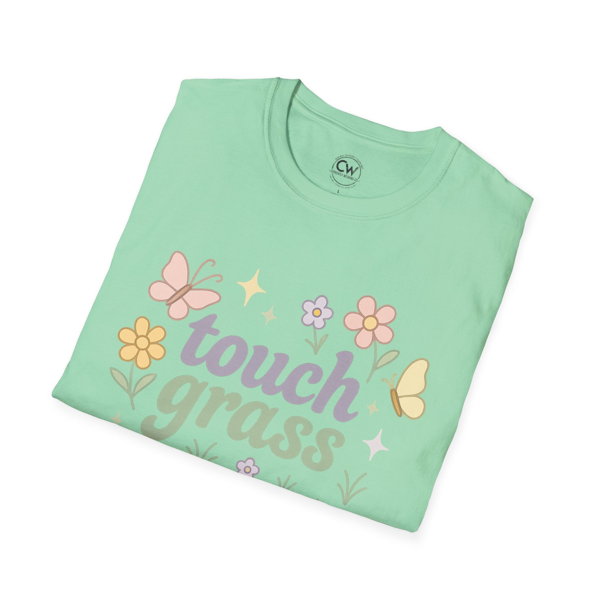 Touch Grass Shirt - Funny Internet Slang Tee, Chronically Online Shirt, Self-Aware Humor Tee, Go Outside Reminder Shirt, Unisex Softstyle T-Shirt - Nature-Inspired Floral Tee