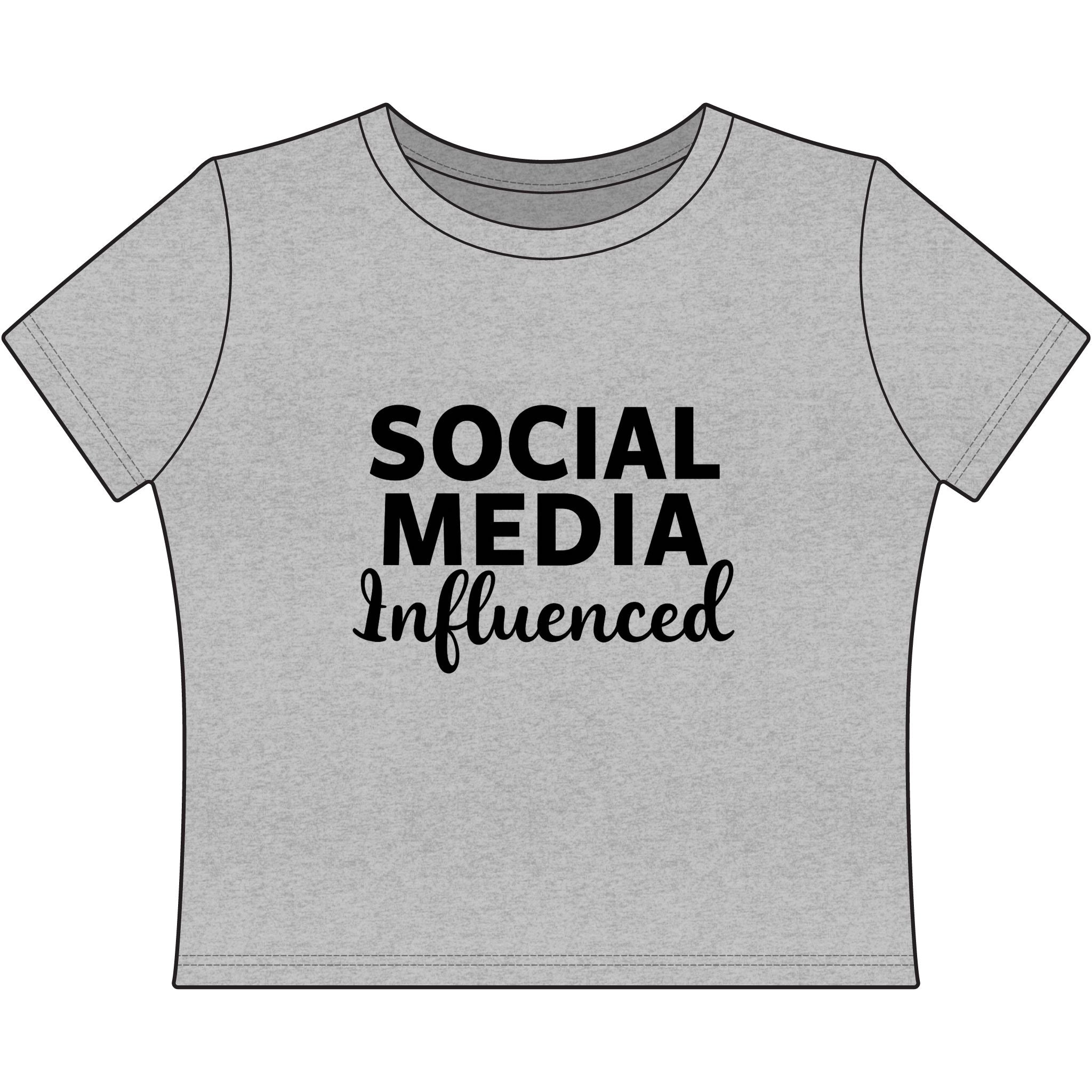 Social Media Influenced Baby Tee - Funny Internet Culture Baby Tee - Influencer Humor Shirt - Gen Z Fashion T-Shirt, Women's Baby Tee, Cute Summer Top, Gift for Influencers, Casual T-Shirt, Trendy Graphic Tee, Fashion Statement T-Shirt