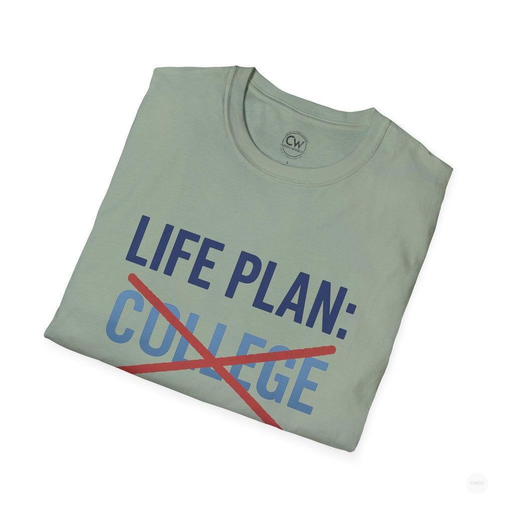 Life Plan: AI Skills T-Shirt, Unisex Softstyle T-Shirt, Funny Graphic Tee, Learning Humor, Casual Wear, College Student Gift