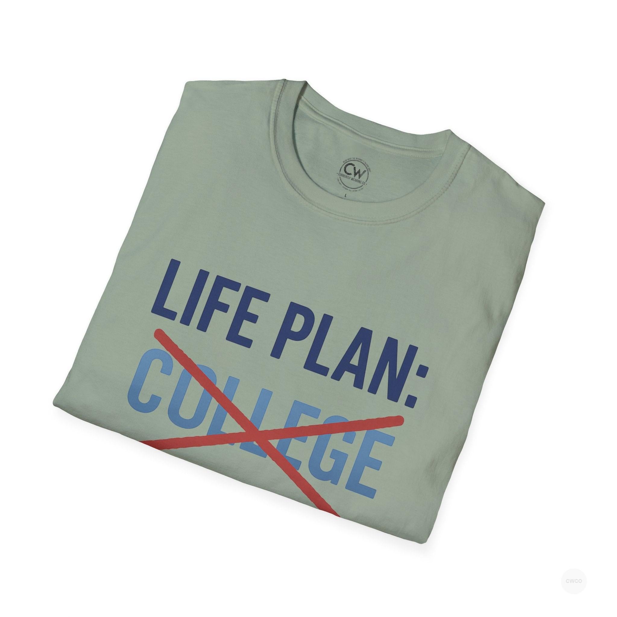 Life Plan: AI Skills T-Shirt, Unisex Softstyle T-Shirt, Funny Graphic Tee, Learning Humor, Casual Wear, College Student Gift