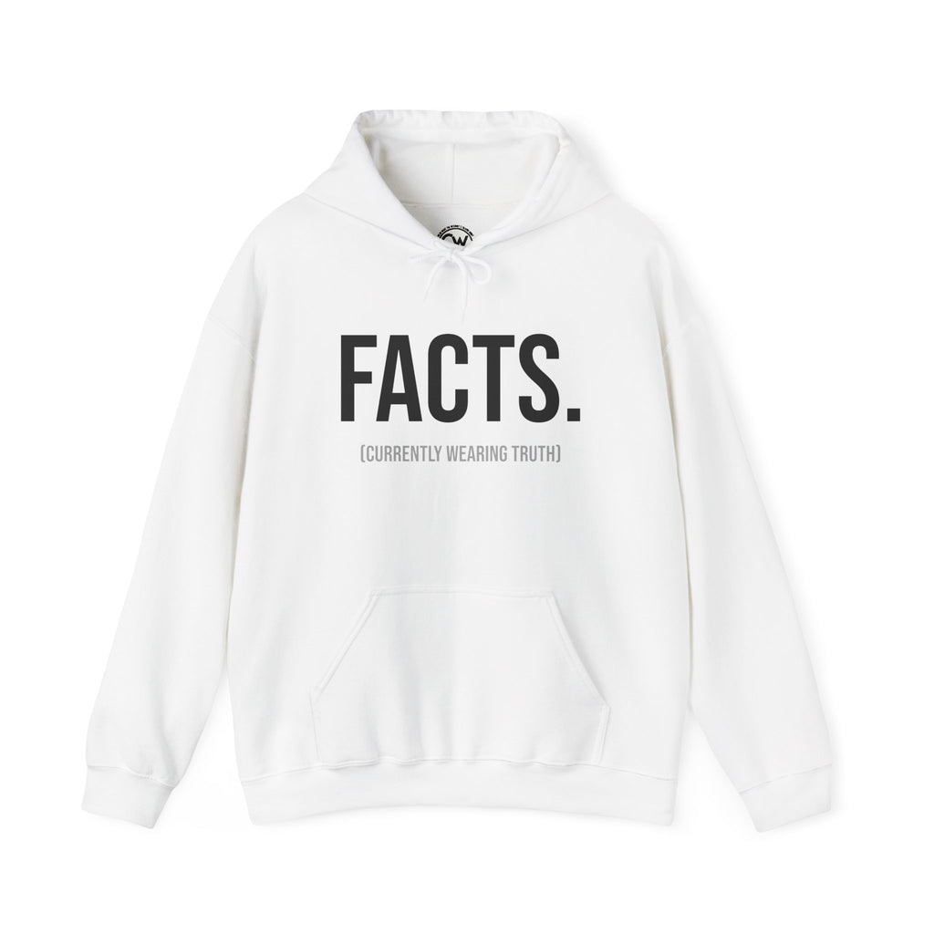 FACTS. (currently wearing the truth) Hoodie — Signature Logo Collection - Unisex Heavy Blend Hoodie for Everyday Truth
