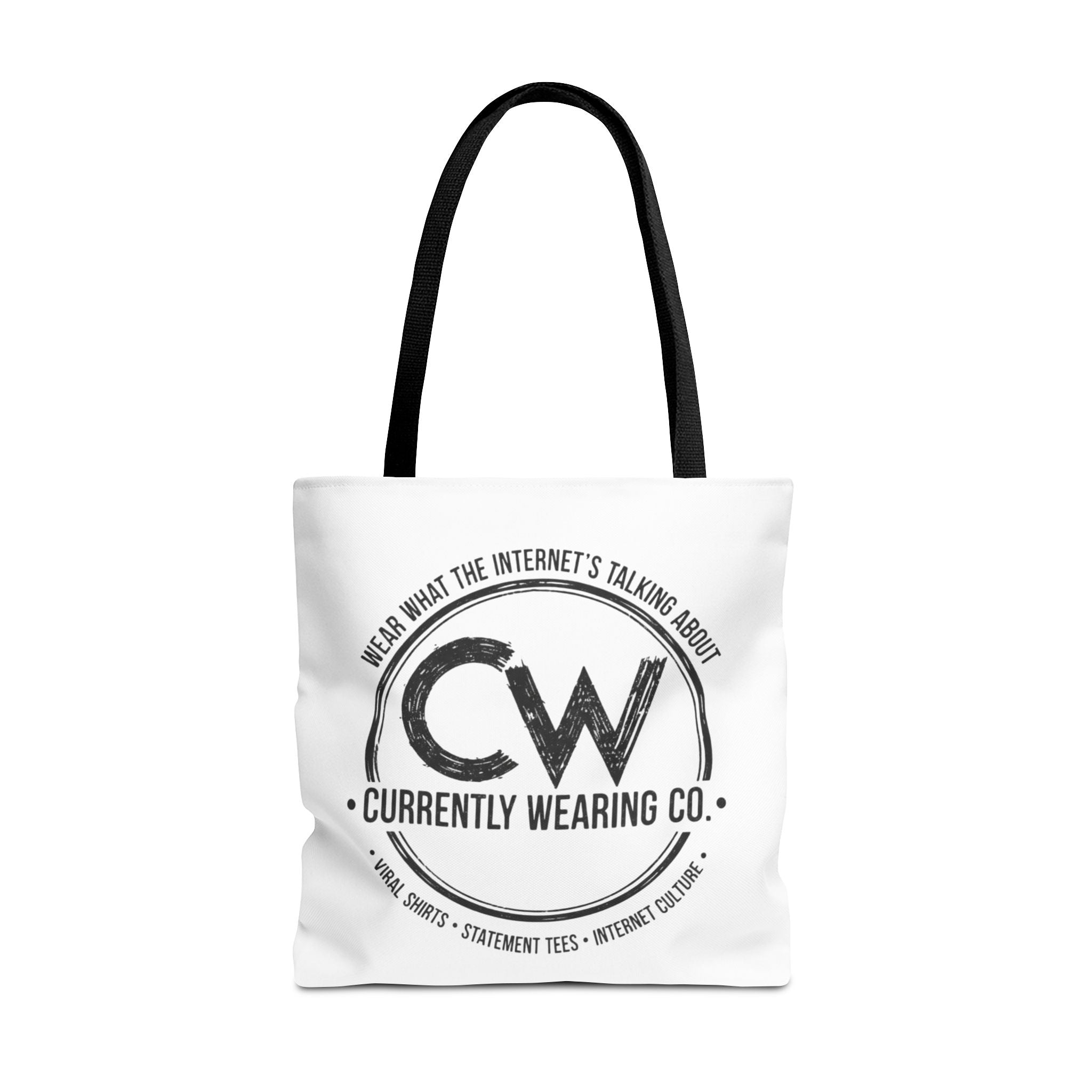 Currently Wearing Co Logo Tote Bag - Wear What the Internet's Talking About Canvas Bag - Reusable Shopping Bag, Trendy Statement Tote Bag, Stylish Carry-All, Eco-Friendly Shopper, Fun Gift for Fashion Lovers, Unique Beach Bag, Graphic Design Tote