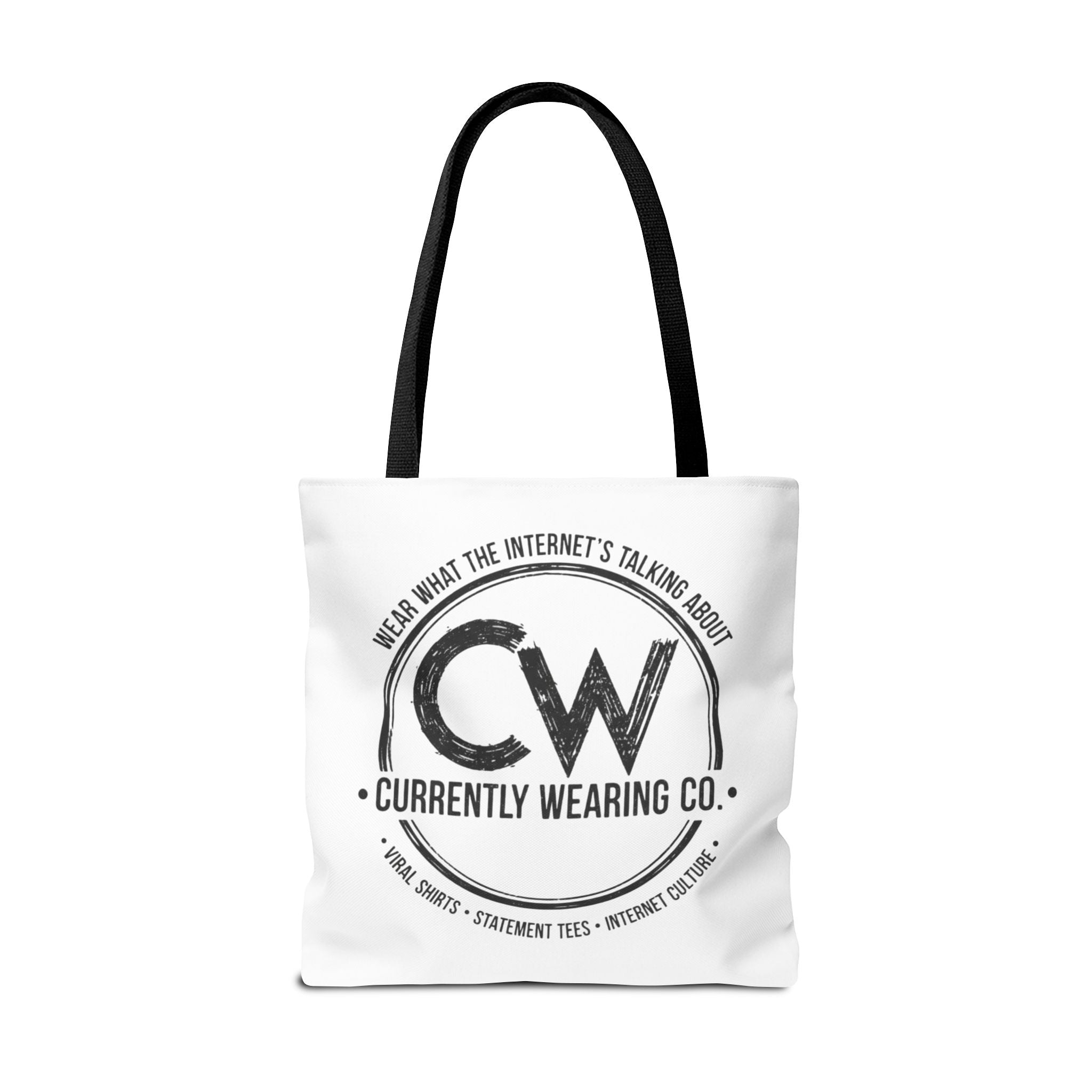 Currently Wearing Co Logo Tote Bag - Wear What the Internet's Talking About Canvas Bag - Reusable Shopping Bag, Trendy Statement Tote Bag, Stylish Carry-All, Eco-Friendly Shopper, Fun Gift for Fashion Lovers, Unique Beach Bag, Graphic Design Tote