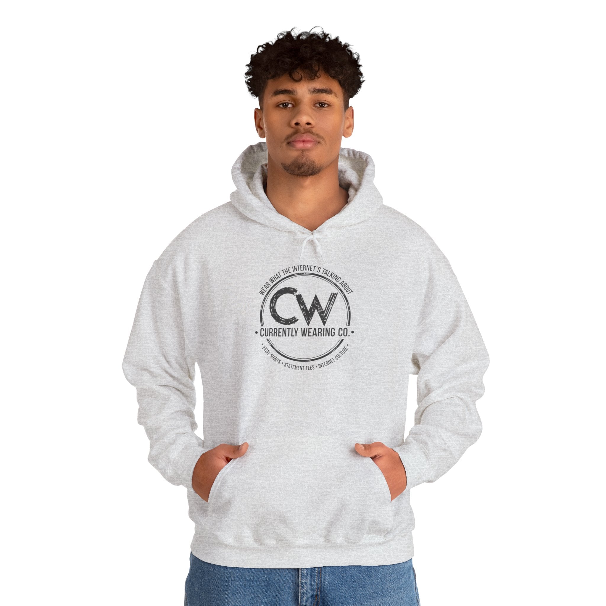 Currently Wearing Co Signature Logo Hoodie - Wear What the Internet's Talking About Hoodie - CW Brand Streetwear Hoodie - Internet Culture Sweatshirt, Cozy Unisex Hoodie for Everyday Wear, Gift for Her, Birthday Present, Casual Style, Fashionable Layering