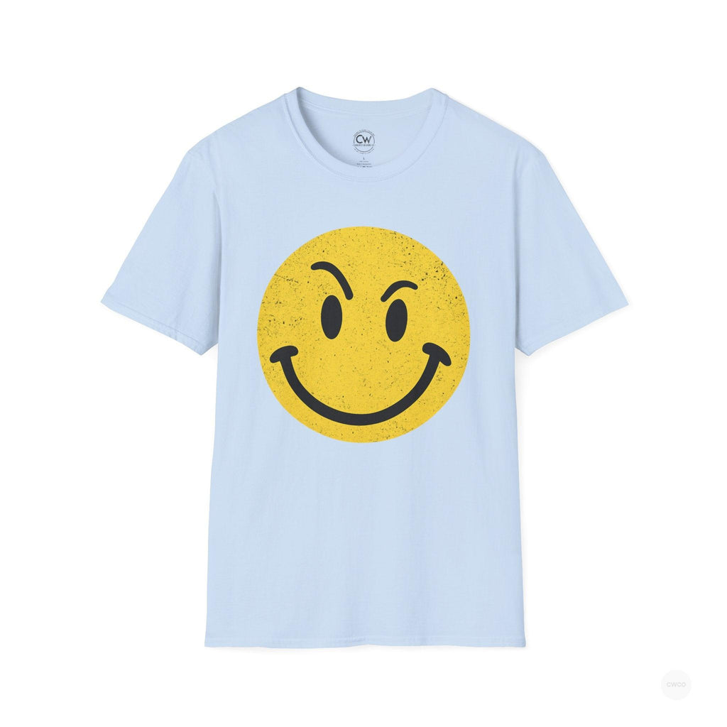 Evil Smiley Face Tee - Mischievous Devil Emoji Graphic Shirt, Unisex Softstyle T-Shirt