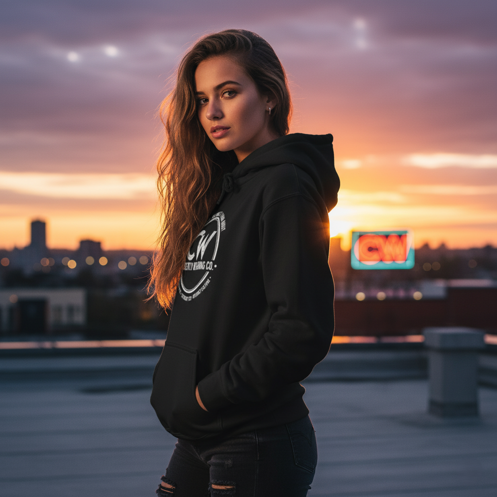 Currently Wearing Co Signature Logo Hoodie - Wear What the Internet's Talking About Hoodie - CW Brand Streetwear Hoodie - Internet Culture Sweatshirt, Cozy Unisex Hoodie for Everyday Wear, Gift for Her, Birthday Present, Casual Style, Fashionable Layering