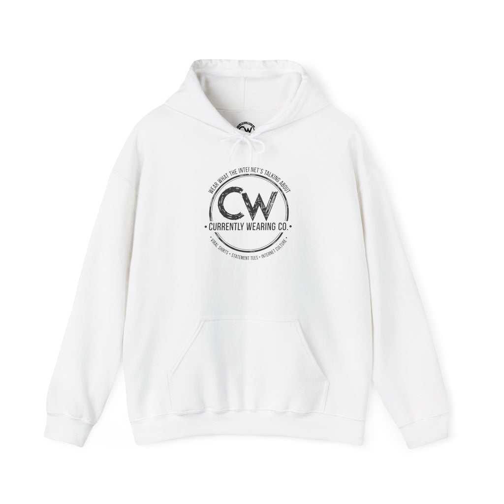 Currently Wearing Co Signature Logo Hoodie - Wear What the Internet's Talking About Hoodie - CW Brand Streetwear Hoodie - Internet Culture Sweatshirt, Cozy Unisex Hoodie for Everyday Wear, Gift for Her, Birthday Present, Casual Style, Fashionable Layering