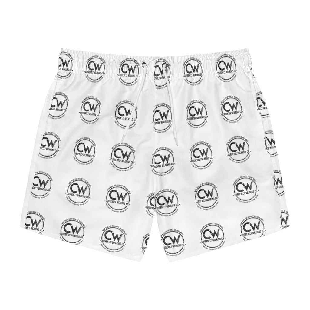 Currently Wearing Co. Logo Swim Shorts – Internet-Core Edition, Casual Swim Trunks - Stylish Beachwear with Logo Print