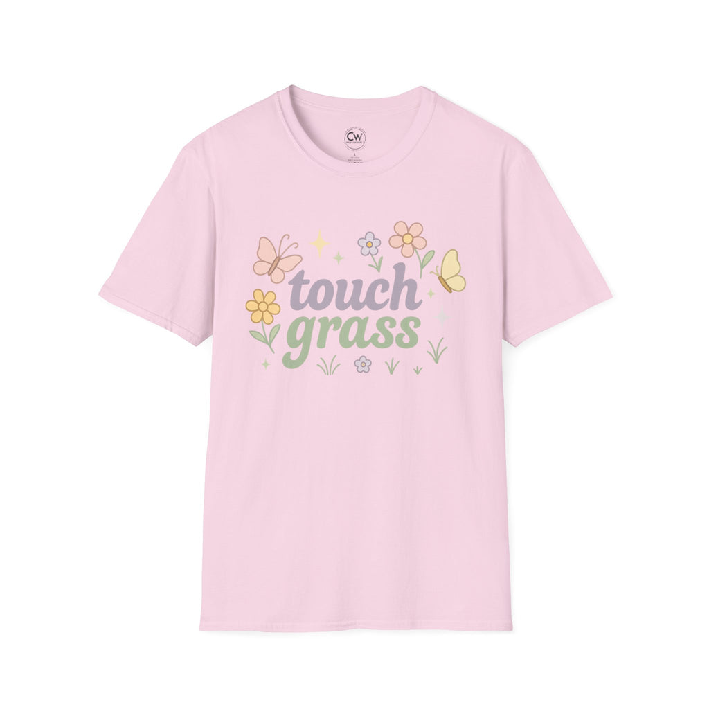 Touch Grass Shirt - Funny Internet Slang Tee, Chronically Online Shirt, Self-Aware Humor Tee, Go Outside Reminder Shirt, Unisex Softstyle T-Shirt - Nature-Inspired Floral Tee